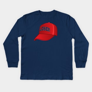 LOSER Red Hat Kids Long Sleeve T-Shirt